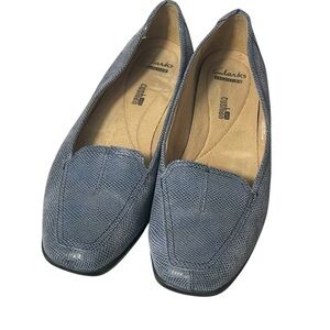 Clark’s Collection Cushion Denim Blue Fabric Slip On Casual Comfort Shoe Sz 9